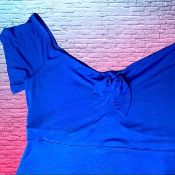 Torrid Blue Babydoll Super Soft Tie-Front Off-Shoulder Top NWT - Picture 8 of 15